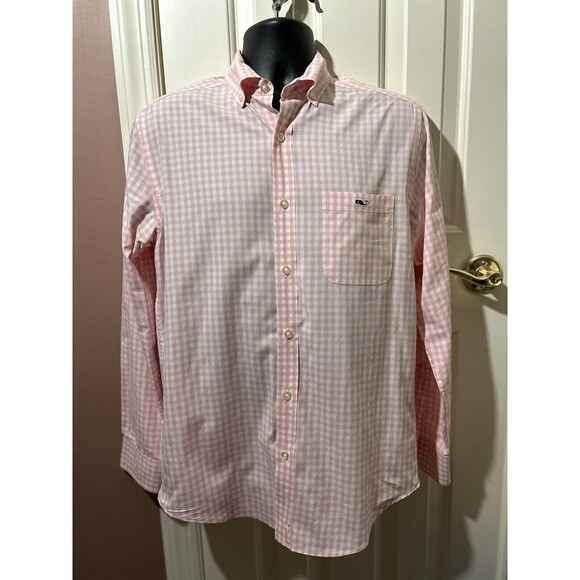 Vineyard Vines Classic Fit Tucker Shirt Mens Small Pink Gingham Long Sleeve - Picture 1 of 7